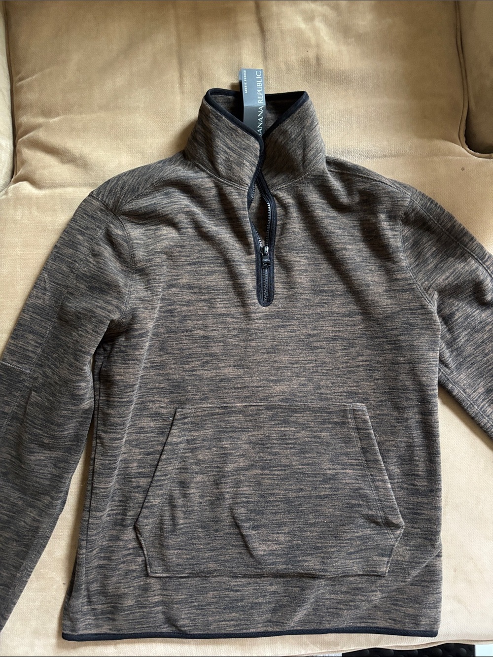 NWT: Banana Republic Men's Heathered Brown Half-Zip Pullover